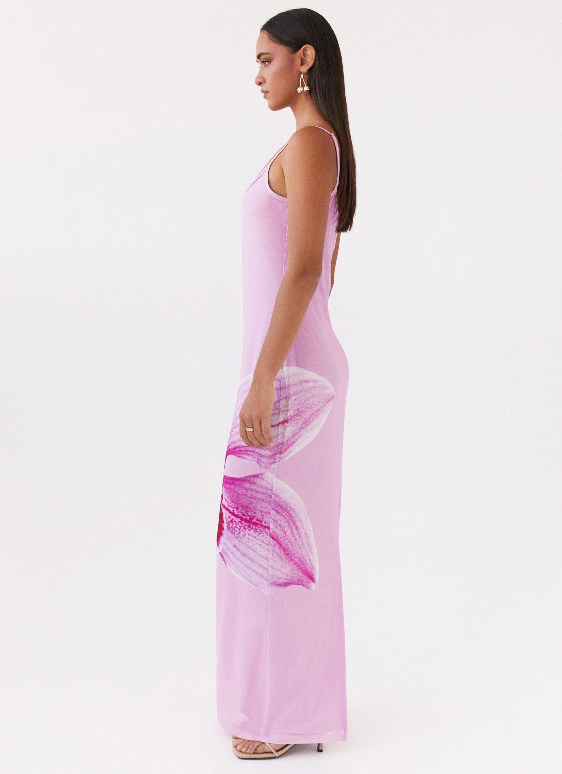 Bad News Mesh Maxi Dress - Pink Magnolia Product Image