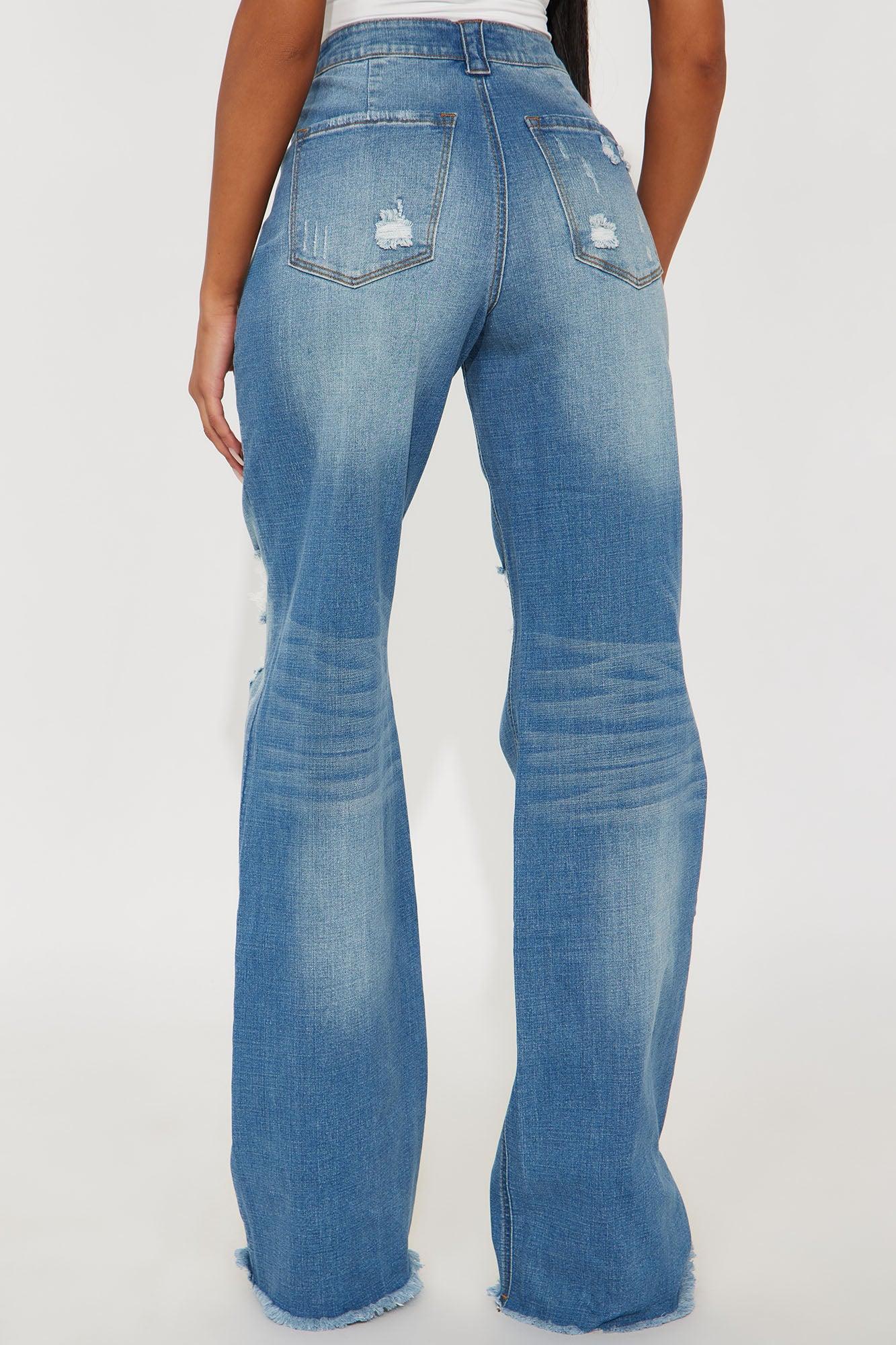 Tall Coldwater Canyon Stretch Ripped Wide Leg Jeans - Medium Wash Female Product Image