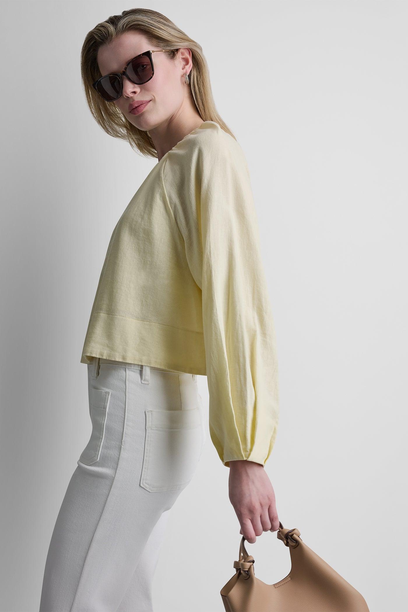 LINEN-BLEND RAGLAN SLEEVE BLOUSE Product Image
