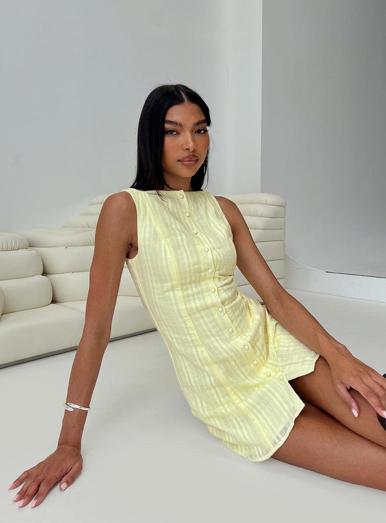 Mimsie Embroidered Mini Dress Lemon Product Image