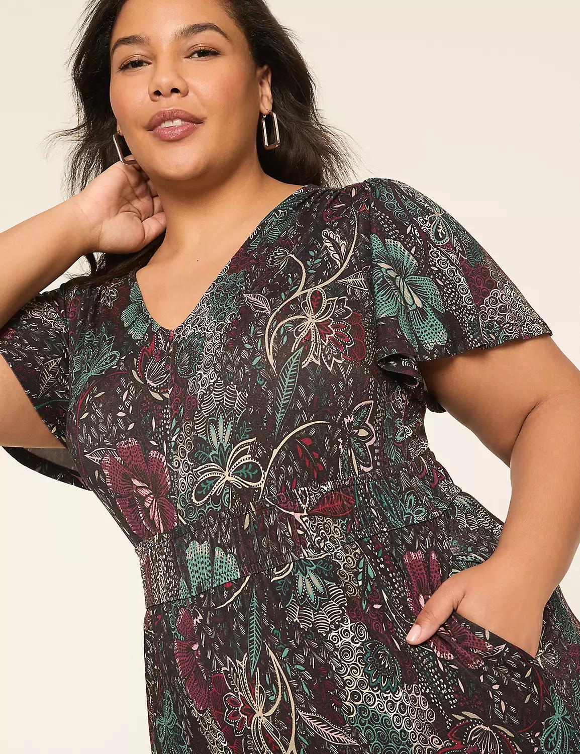 Flutter-Sleeve Smocked-Waist Jumpsuit Product Image