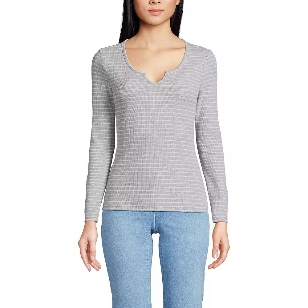 Women's Lands' End Waffle Notch Neck Top,  Product Image