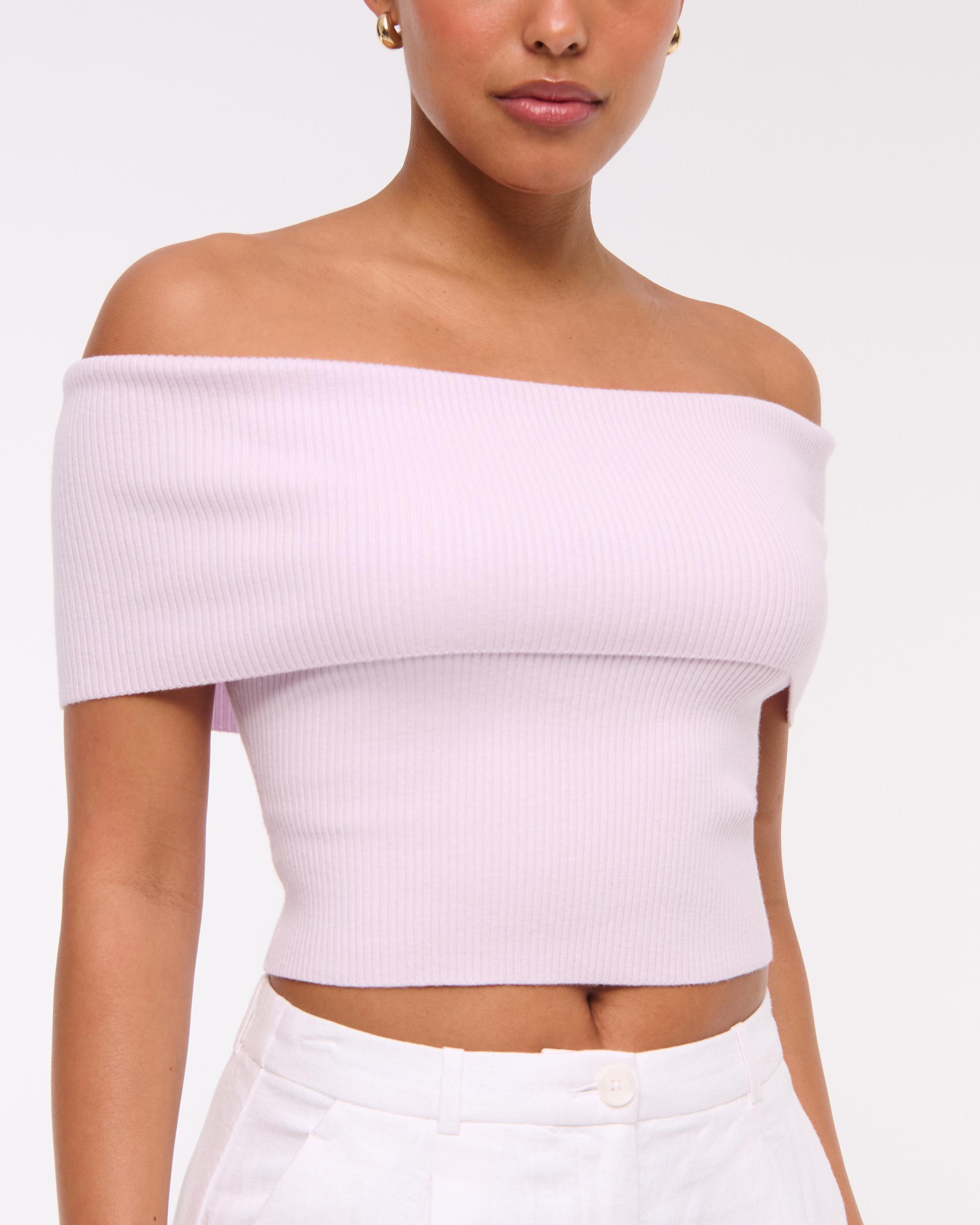 Foldover Off-The-Shoulder Sweater Top Product Image