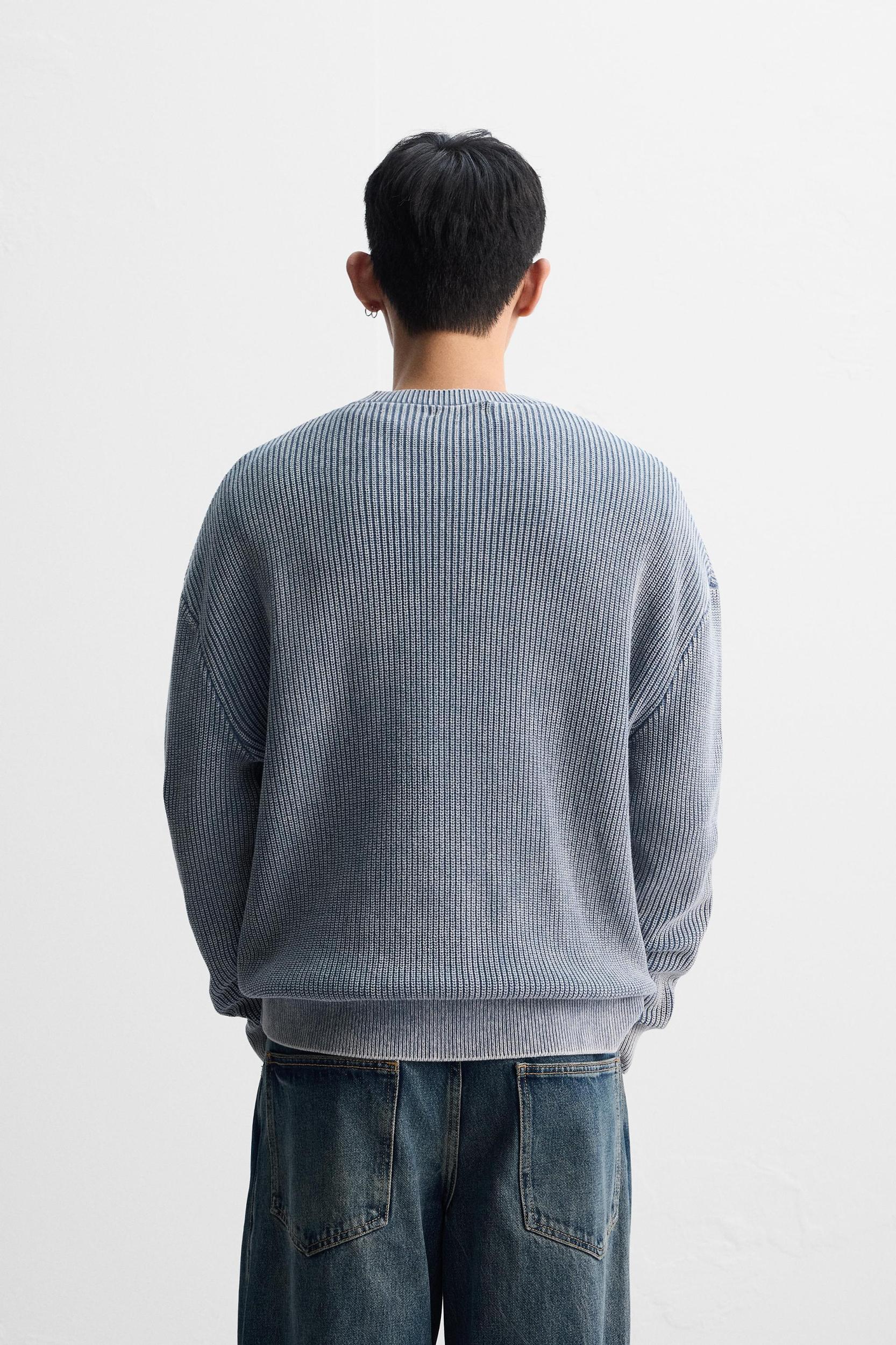 EMBROIDERED TEXT WASHED SWEATER Product Image