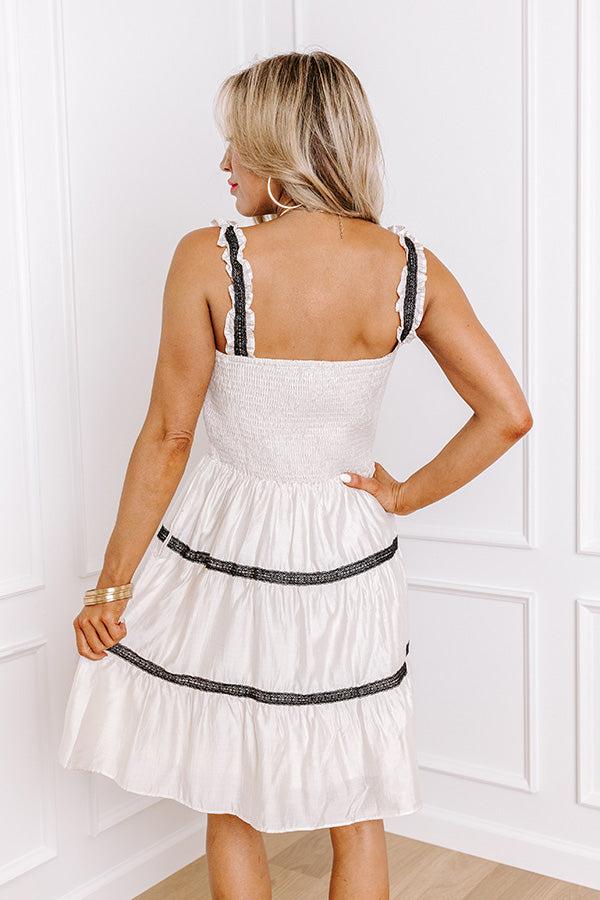 Boardwalk Bliss Smocked Mini Dress in Cream Product Image