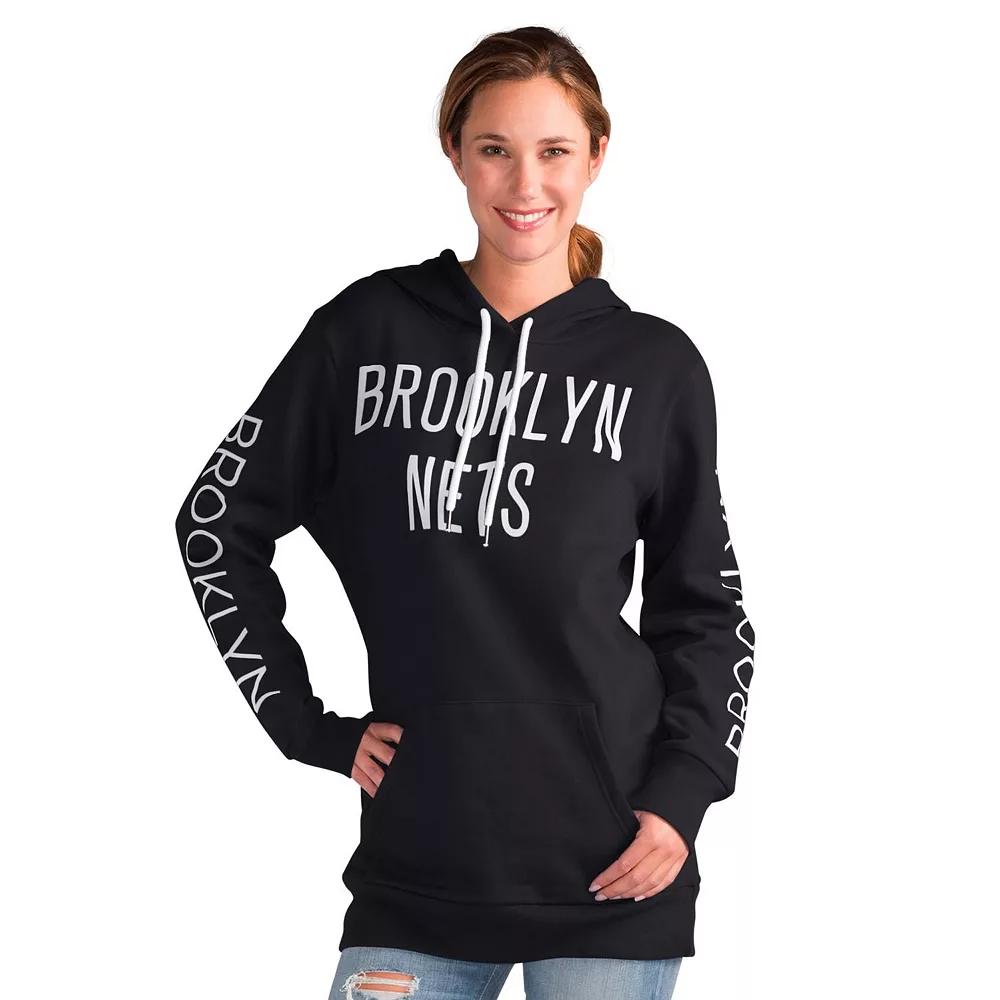 Women's G-III 4Her by Carl Banks Black Brooklyn Nets Base Coach Pullover Hoodie,  Product Image