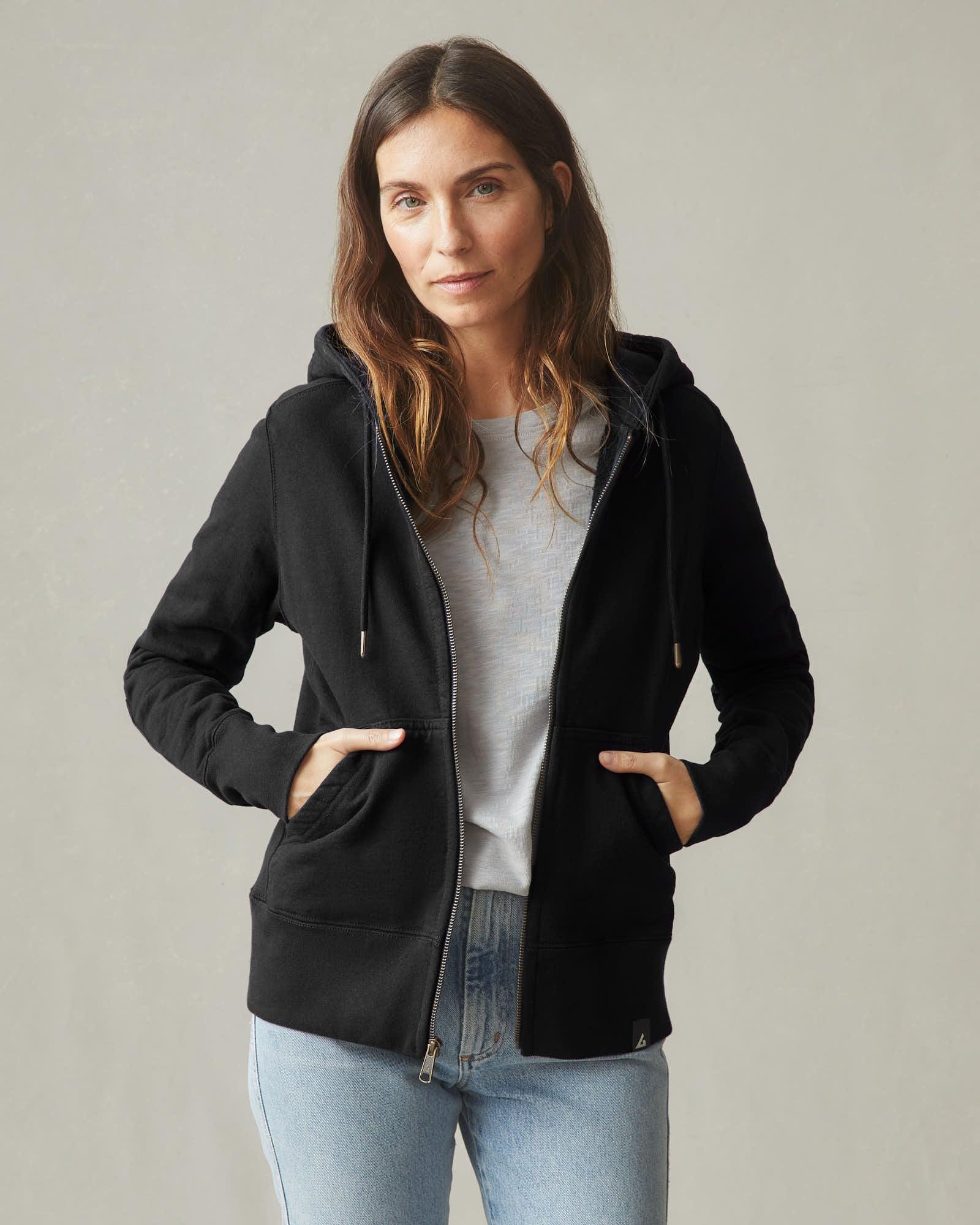 Women's Classic Full Zip USA Embroidery - Black Product Image