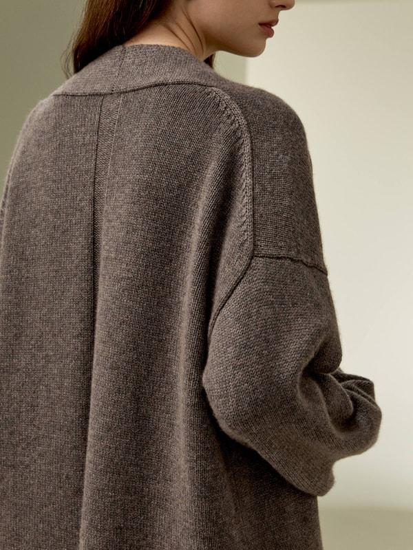 Long Open-Front Knit Cardigan Product Image