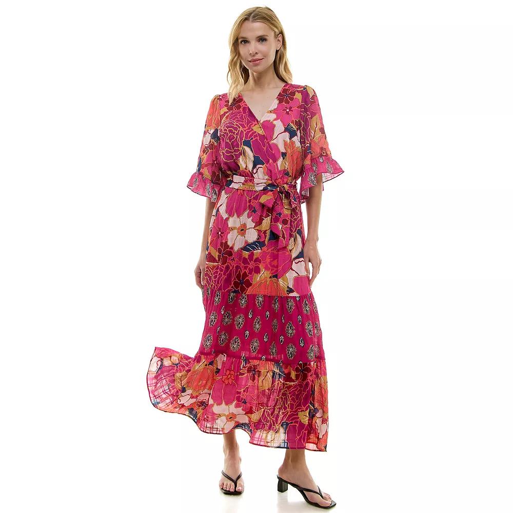 Women's Figueroa & Flower Flutter Sleeve Tiered Maxi Dress,  Product Image