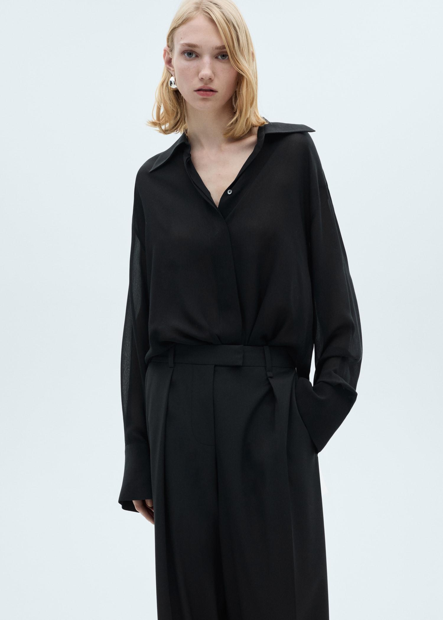 Straight-fit pleated pants - Women | MANGO USA Product Image