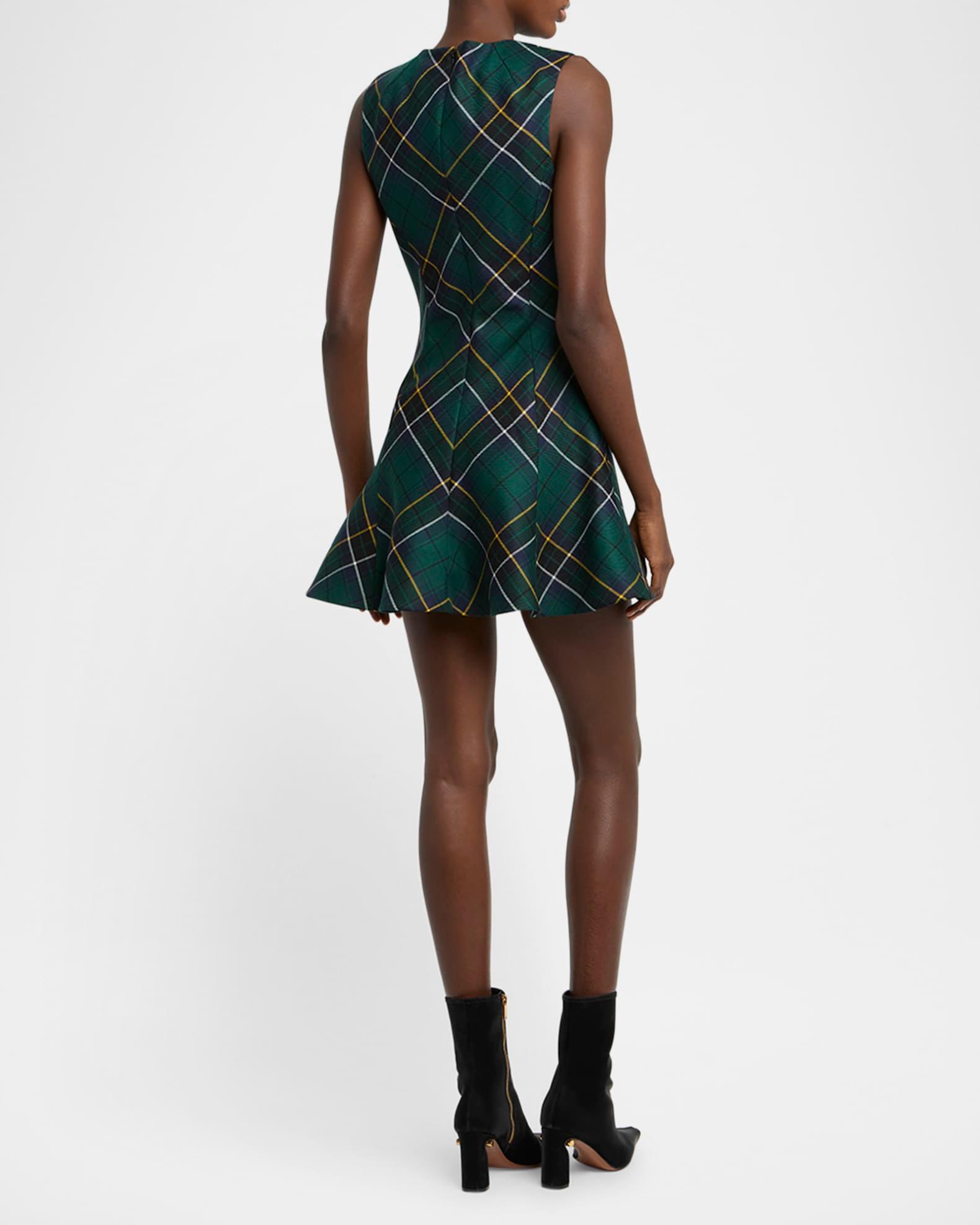 Tartan Sleeveless Flared Mini Dress Product Image