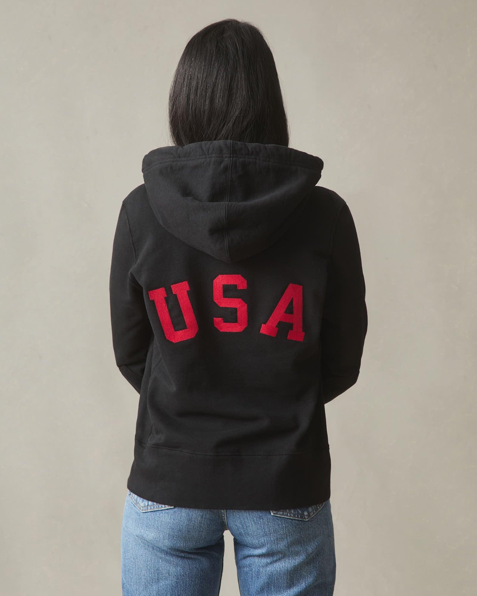 Women's Classic Full Zip USA Embroidery - Black Product Image