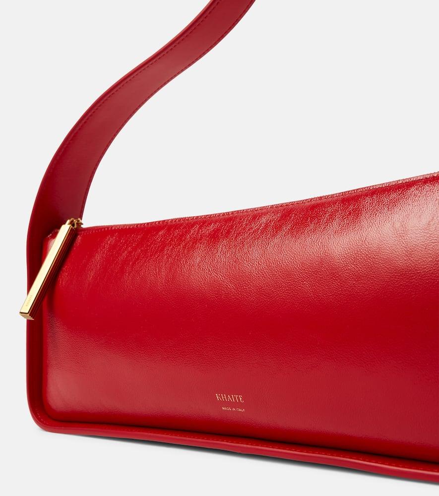 KHAITE Lori Crackle Patent Leather Shoulder Bag In Red Product Image