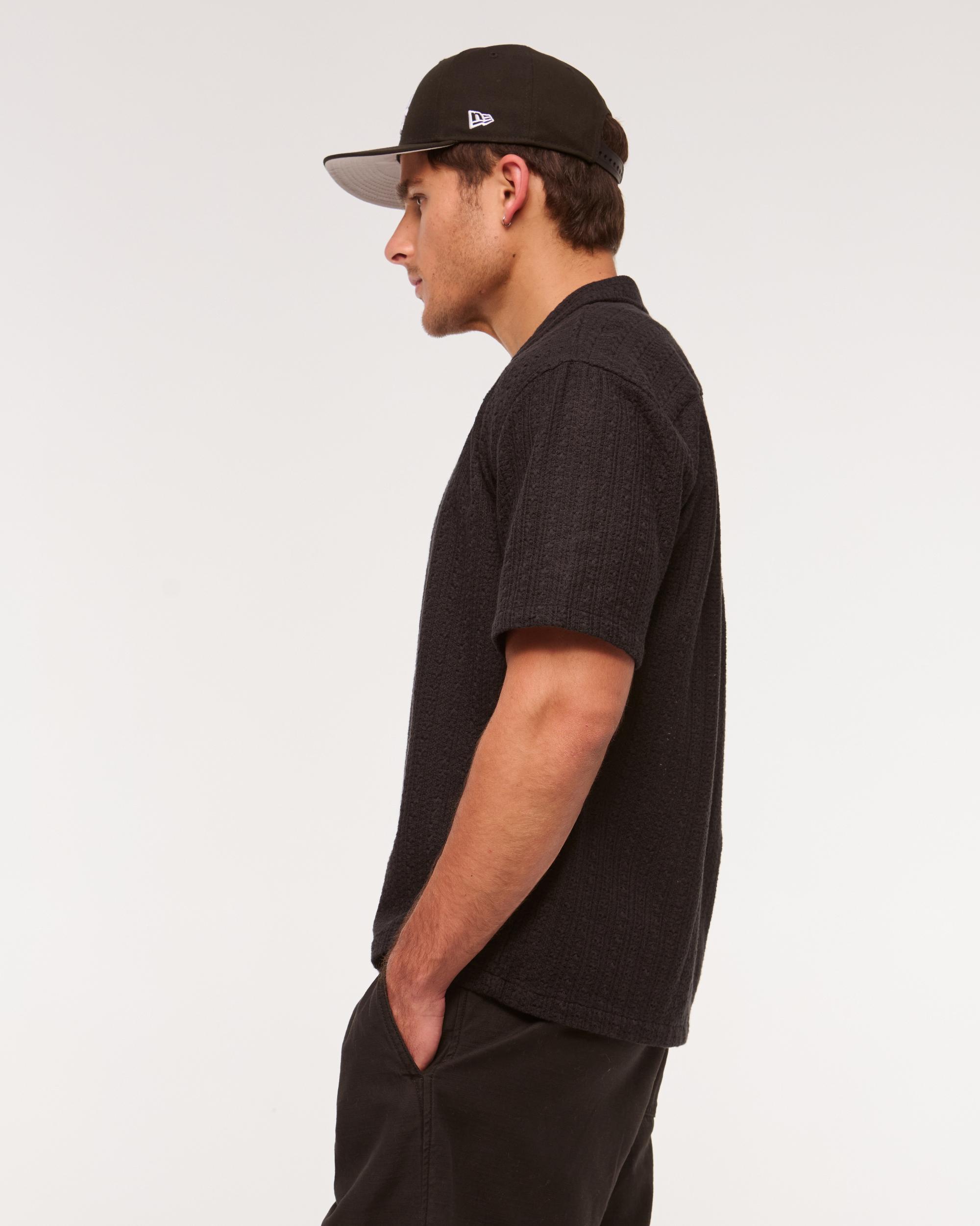 Camp Collar Cropped Lace Shirt Product Image