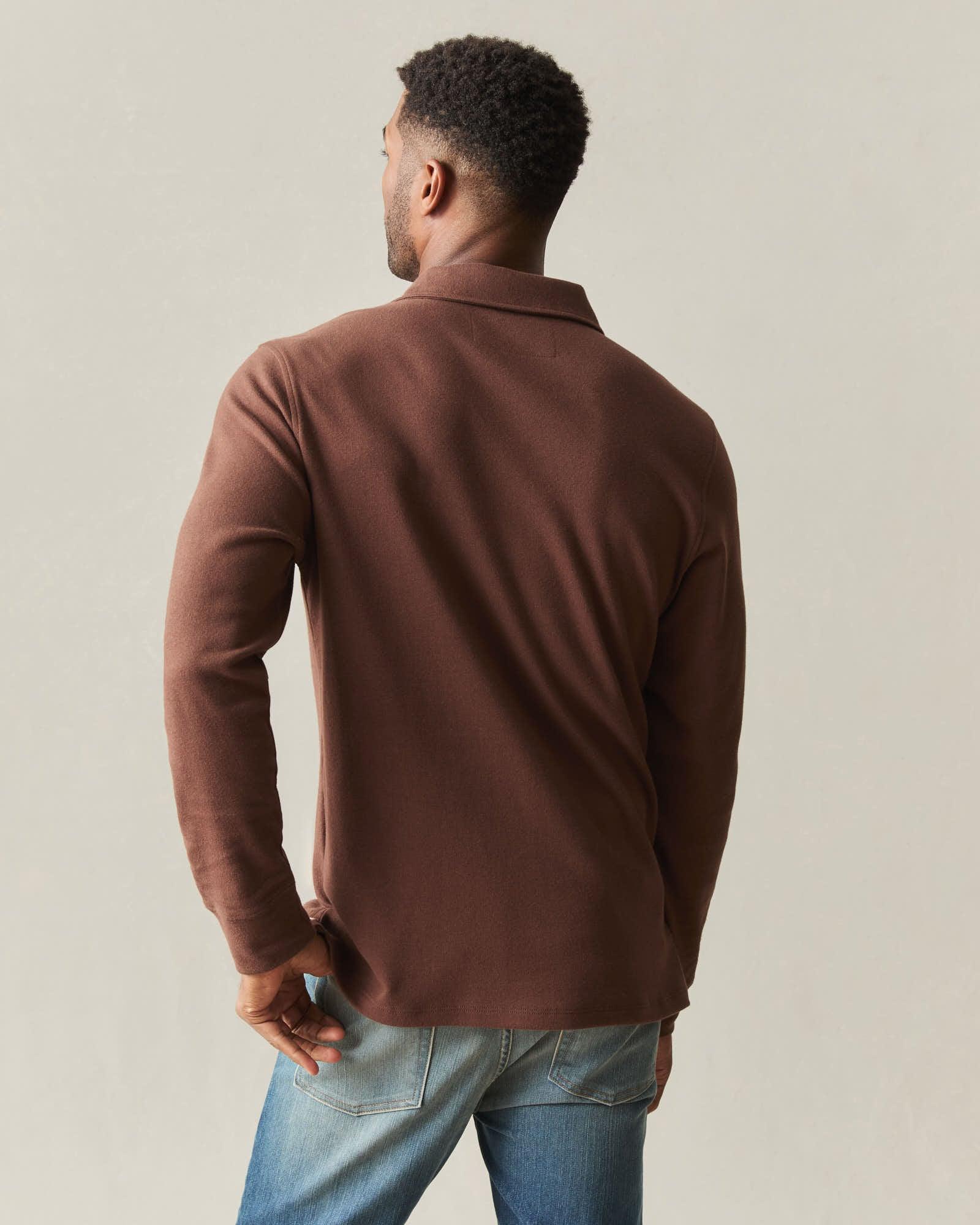 Men's Brushed Long Sleeve Polo - Tiramisu Heather Product Image