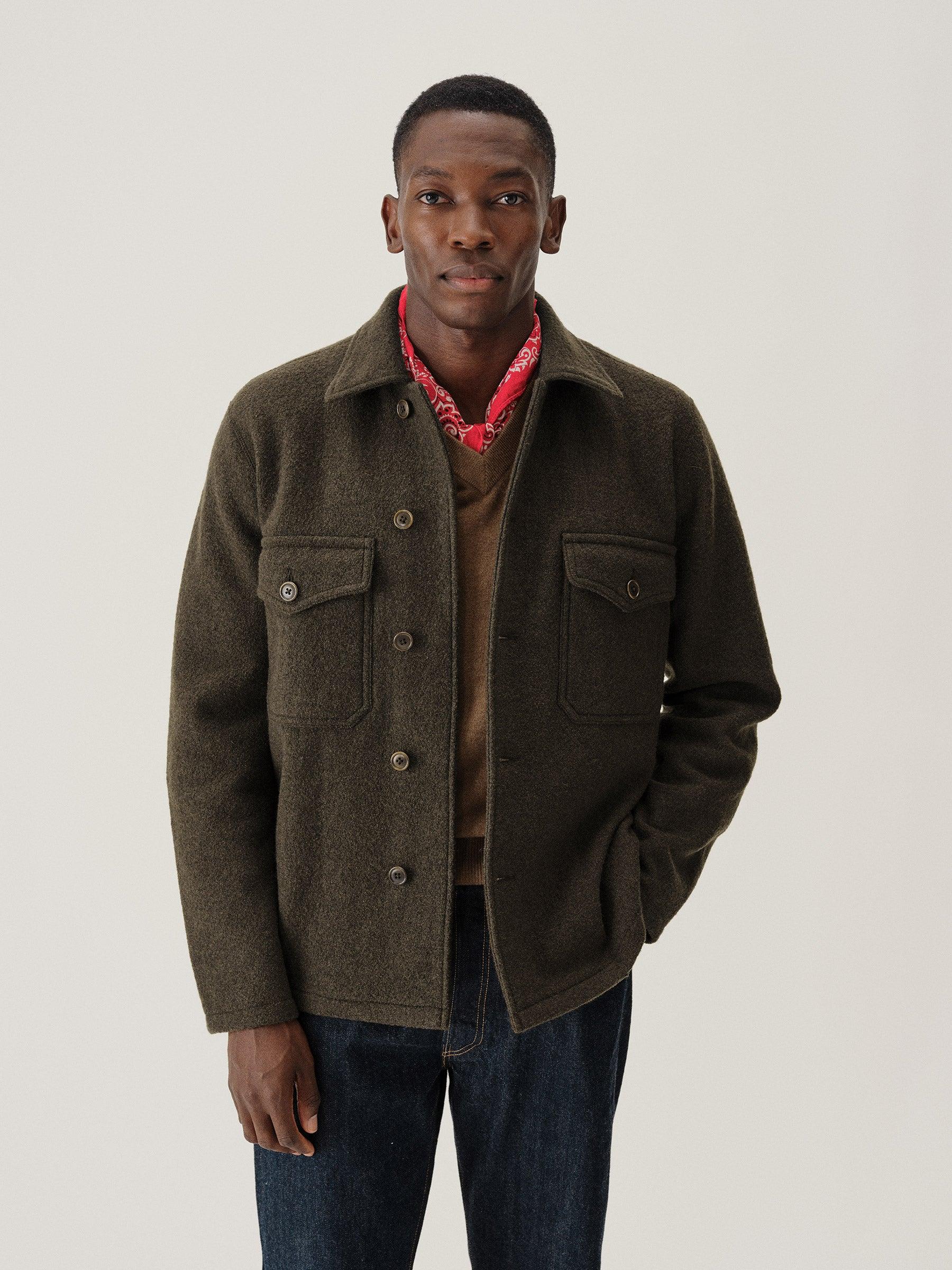 Marled River Rock Felted Wool Field Shirt Product Image