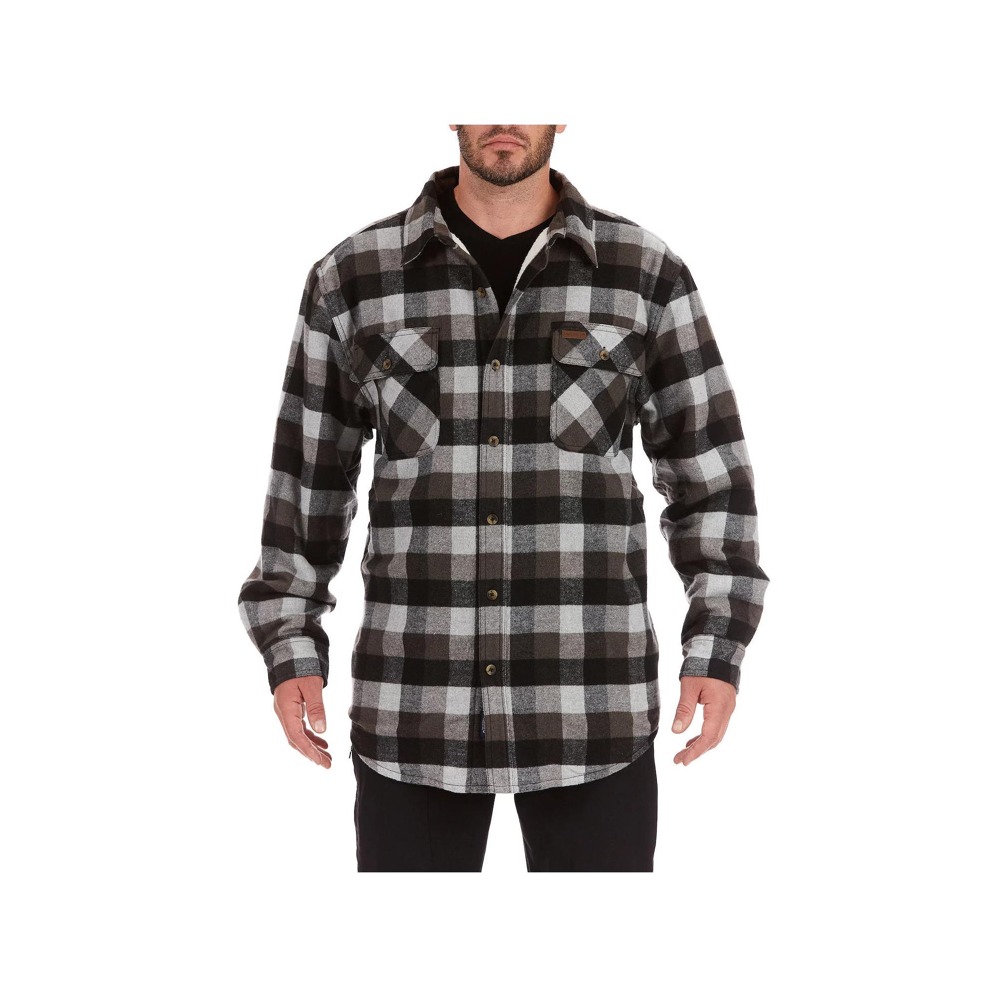 Men's Smith's Workwear Plaid Sherpa-Lined Cotton Flannel Shirt Jacket,  Product Image