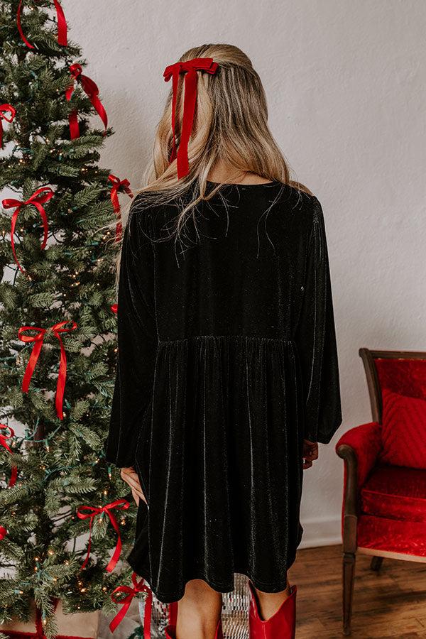 Chic Lifestyle Front Tie Velvet Mini Dress in Black Product Image