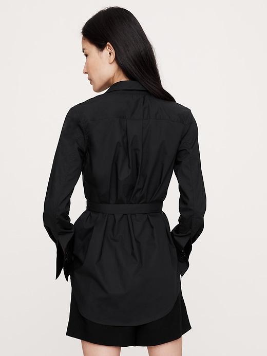 Cotton Poplin Belted Tunic Shirt Product Image