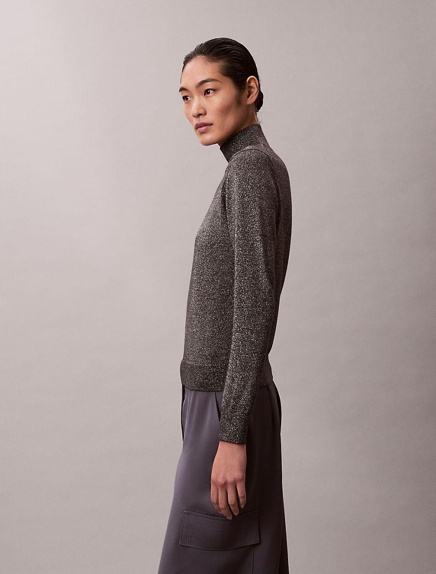 Lurex Merino Wool Blend Mock Neck Sweater Product Image