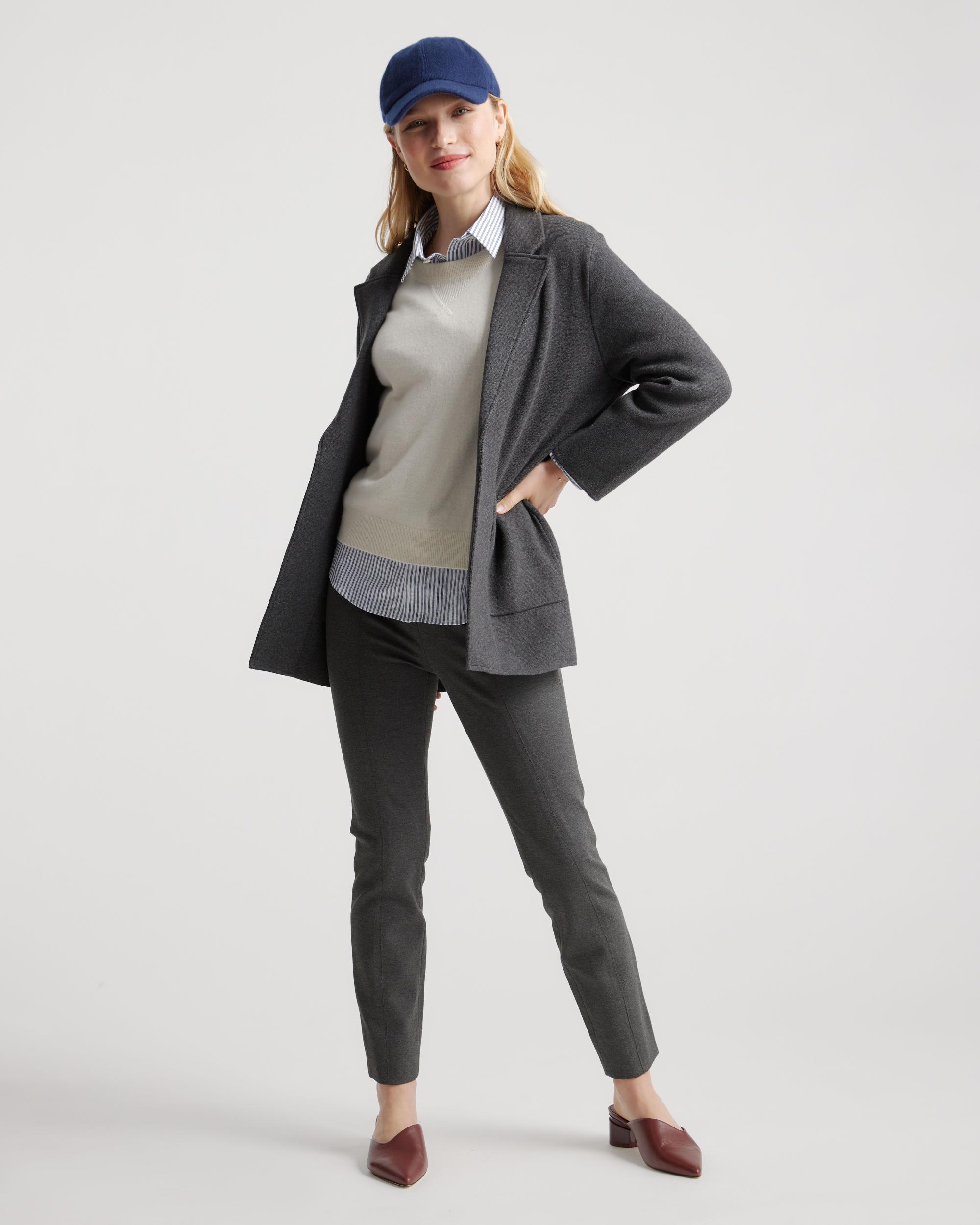 Quince | Women's Ultra-Stretch Ponte Pintuck Ankle Pants Rayon Product Image