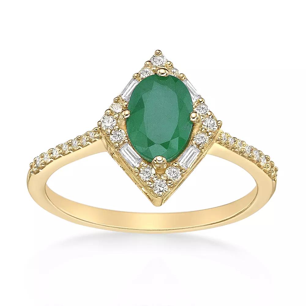 Gemminded 10k Gold Emerald & 1/4 Carat T.W. Diamond Ring, Women's, Size: 5 Product Image