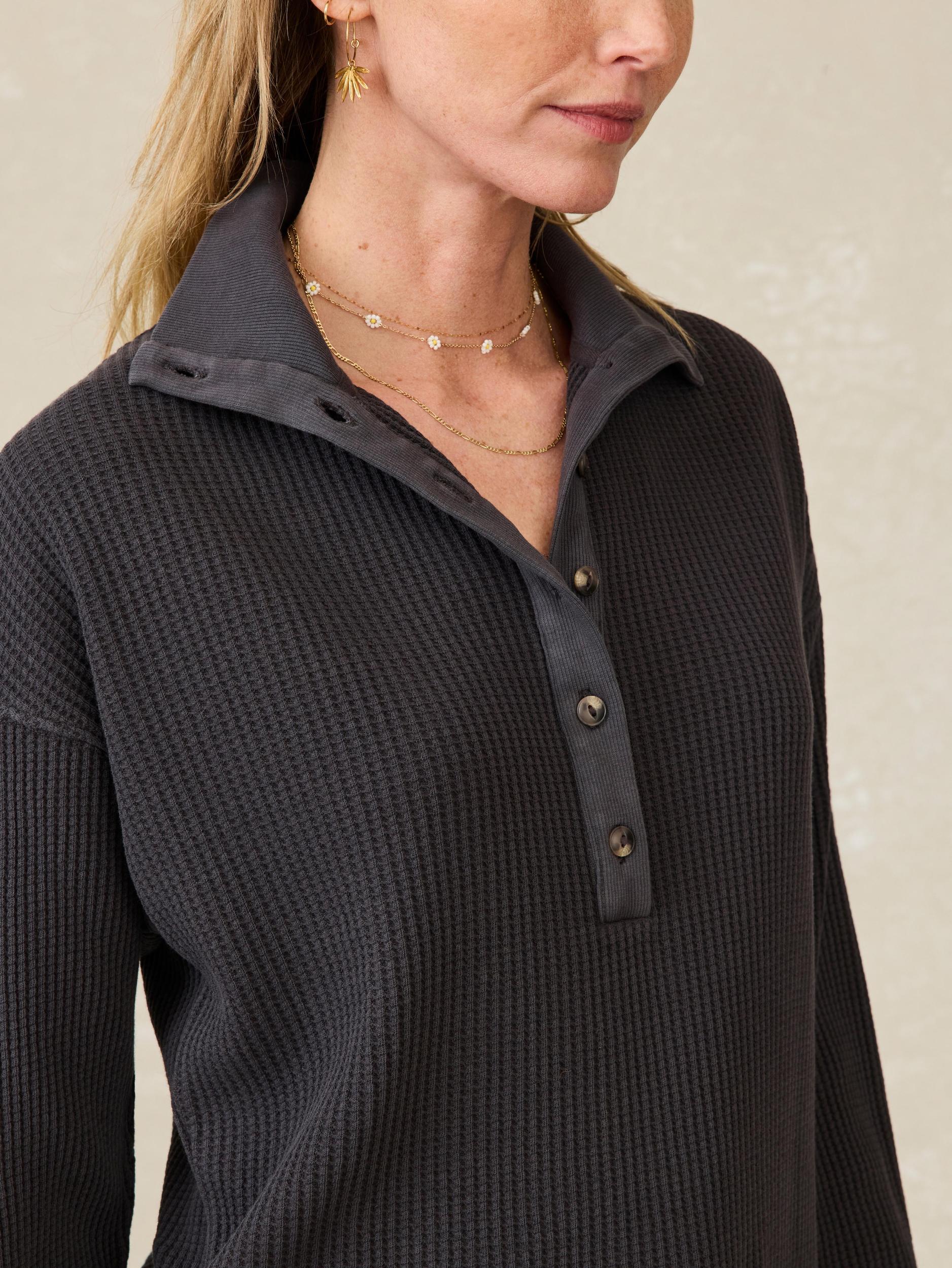 Après Waffle Henley - Washed Black Female Product Image