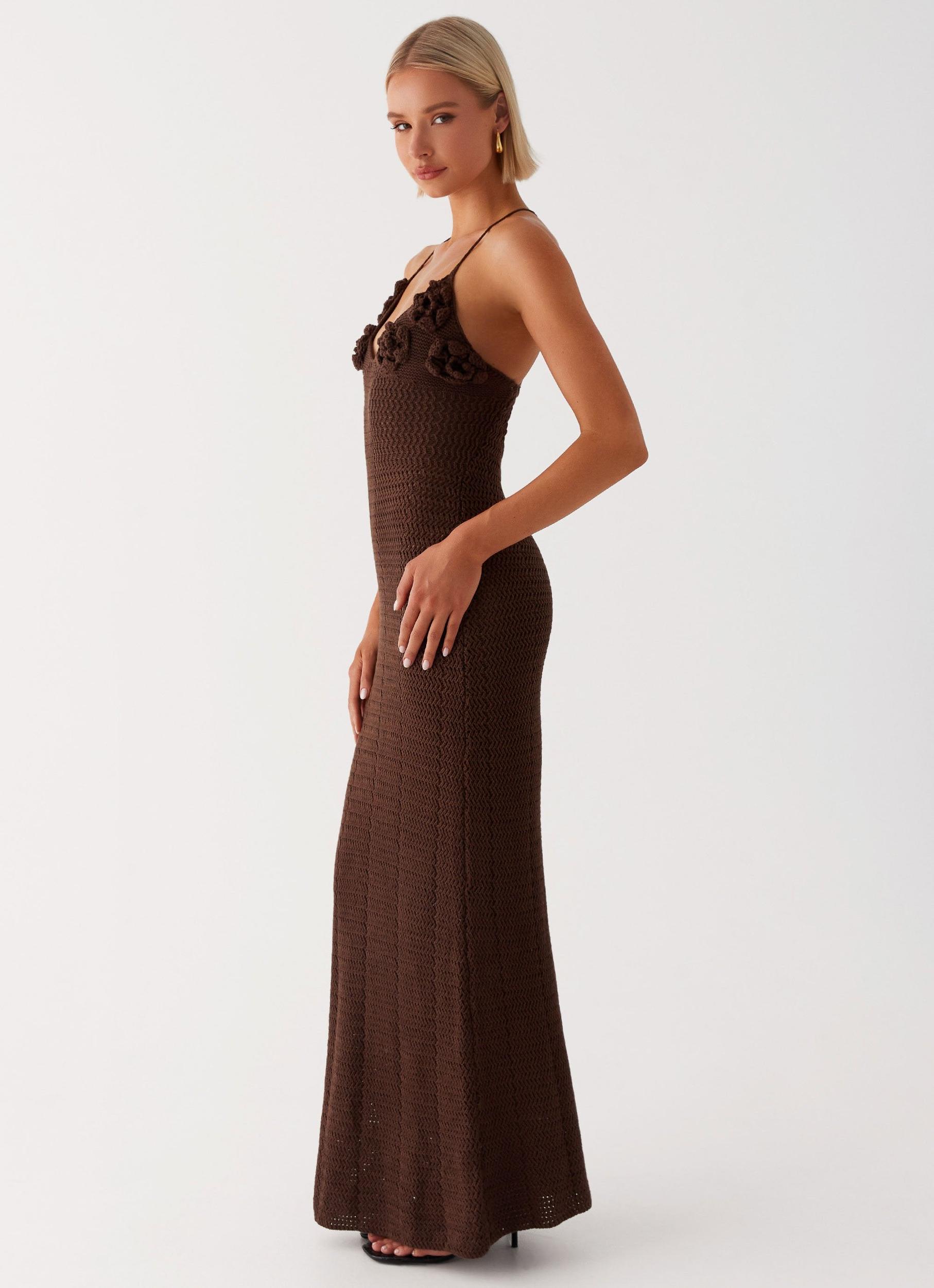 Zara Rose Crochet Maxi Dress - Chocolate Product Image