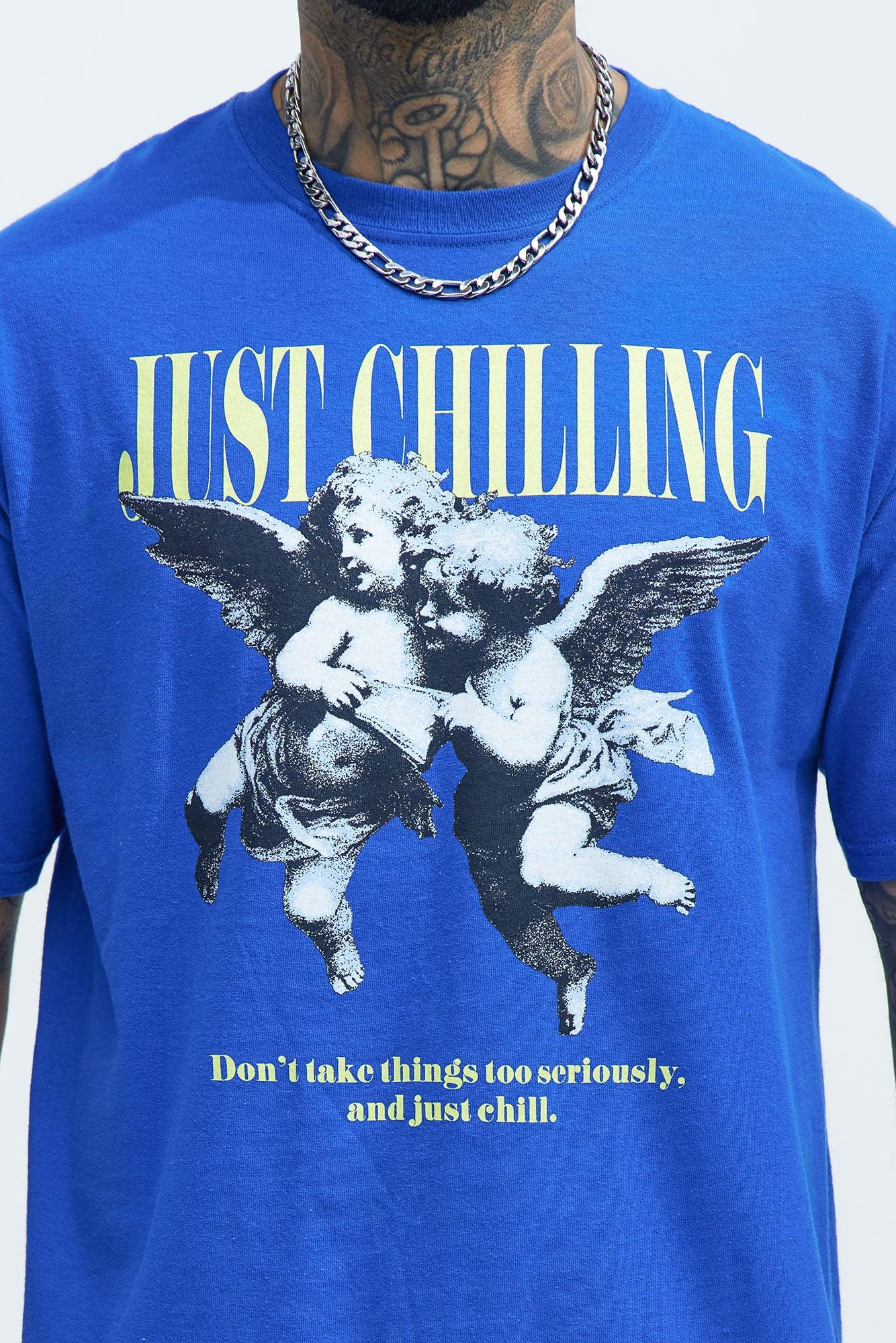 Just Chilling Angel Short Sleeve Tee - Blue Product Image