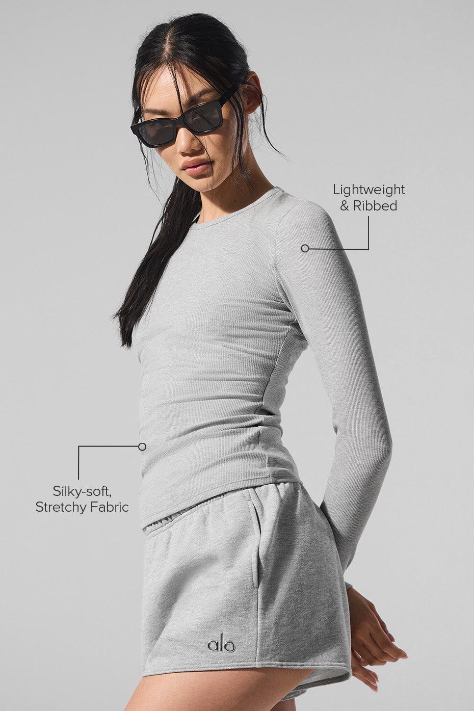 Ribbed Modal Long Sleeve - Athletic Heather Grey Product Image