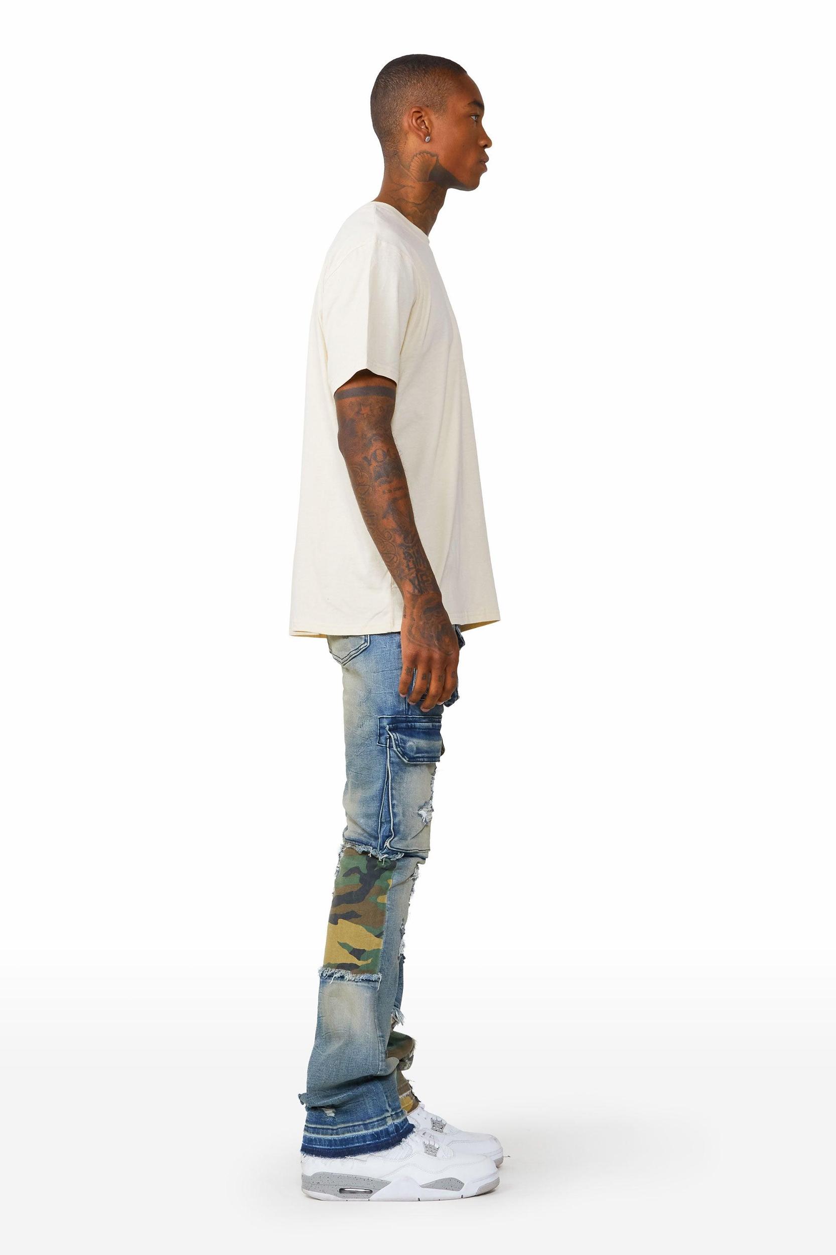 Zeta Blue Stacked Flare Jean Male Product Image