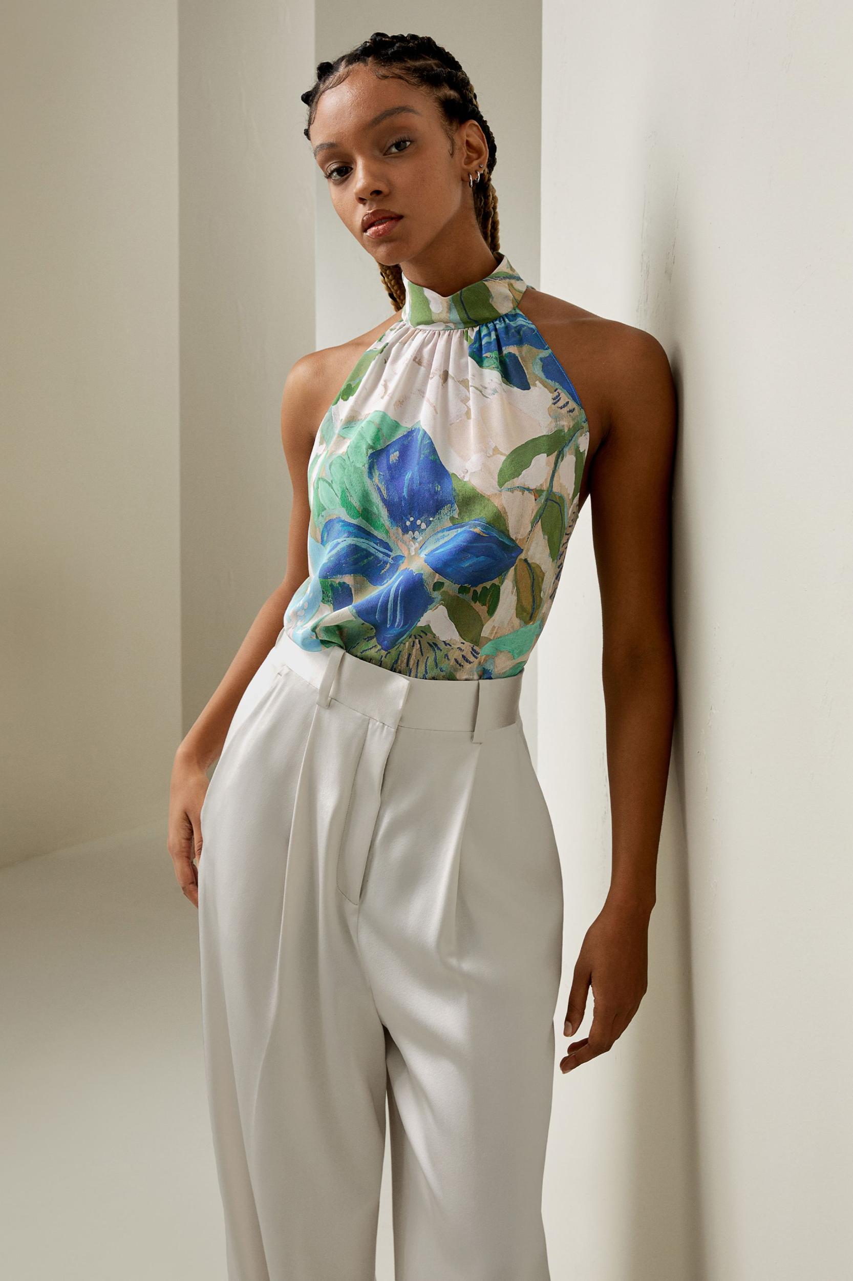 Praslin Mock Neck Silk Top Product Image