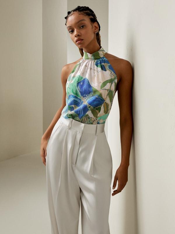 Praslin Mock Neck Silk Top Product Image