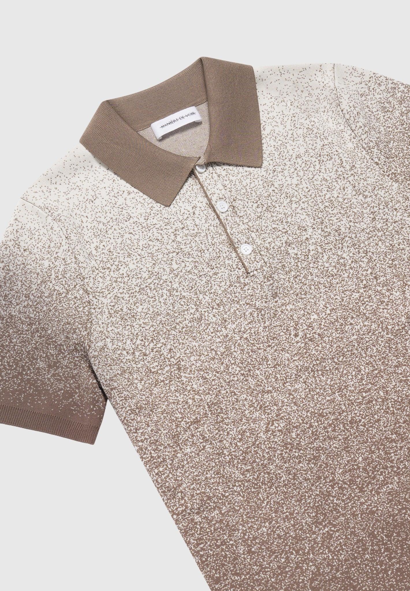 Ombré Knit Polo Top - Taupe/White Male Product Image