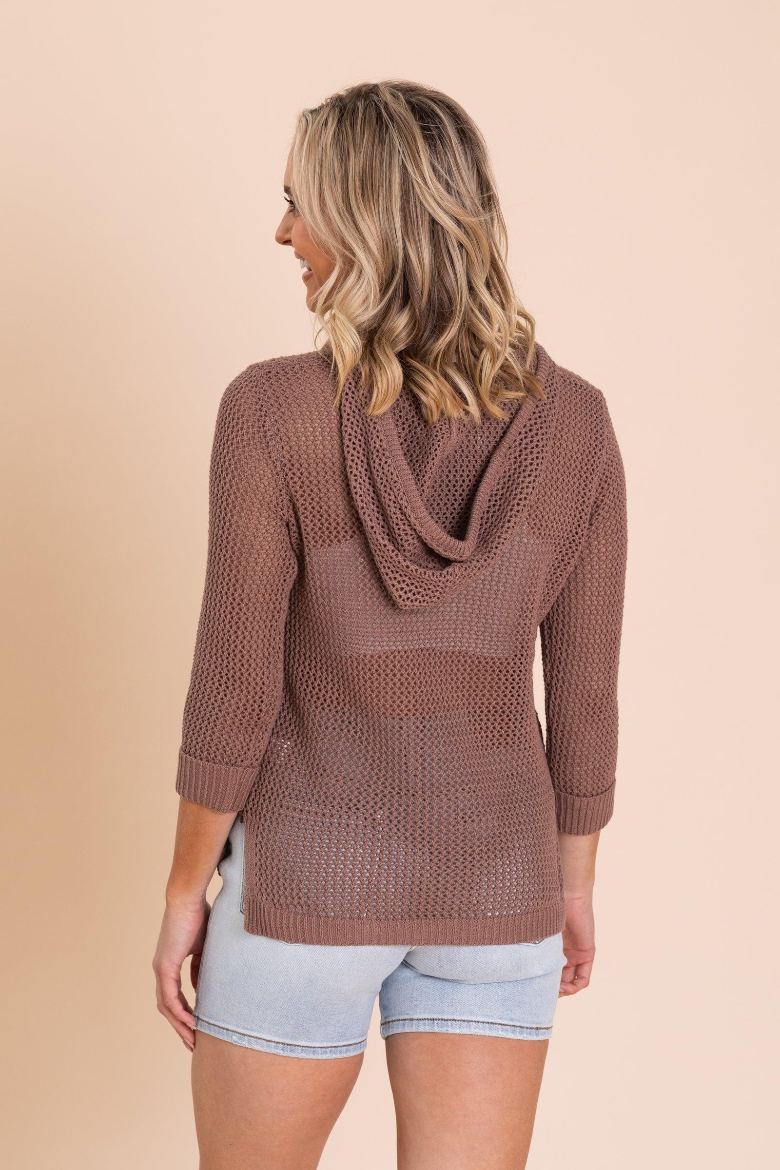 Fish Net Hoodie Lightweight Knit Top Product Image