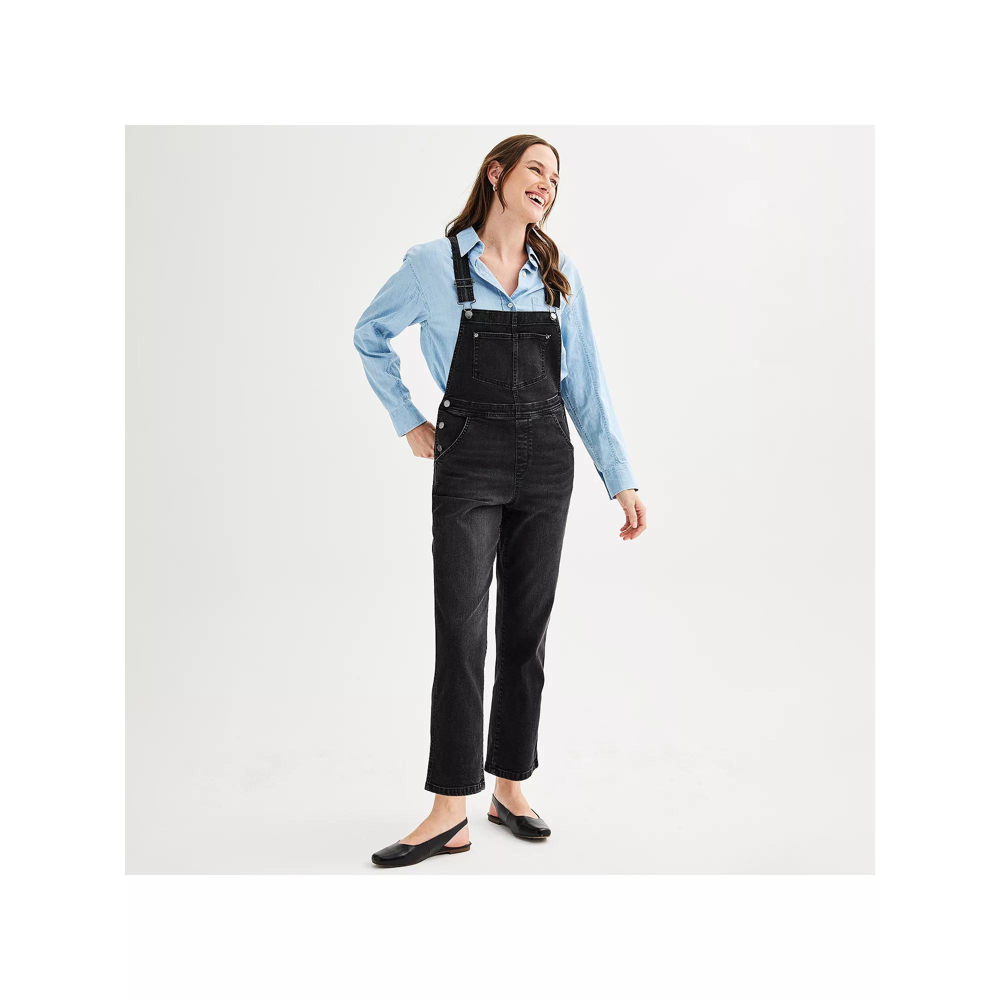 Women's Sonoma Goods For Life® Denim Overalls, Size: XS, Washed Black Product Image