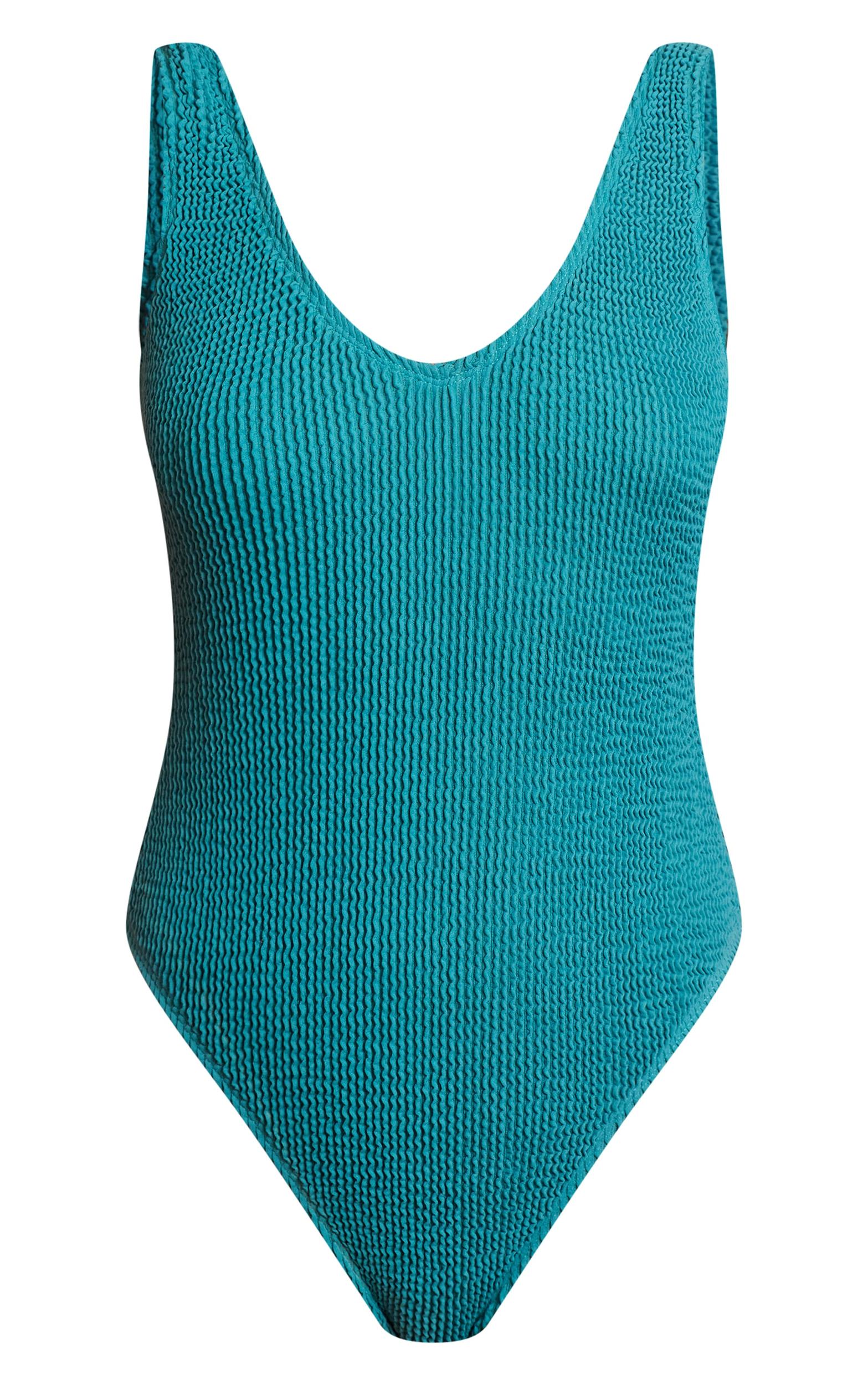 Teal Crinkle Plunge Swimsuit Product Image