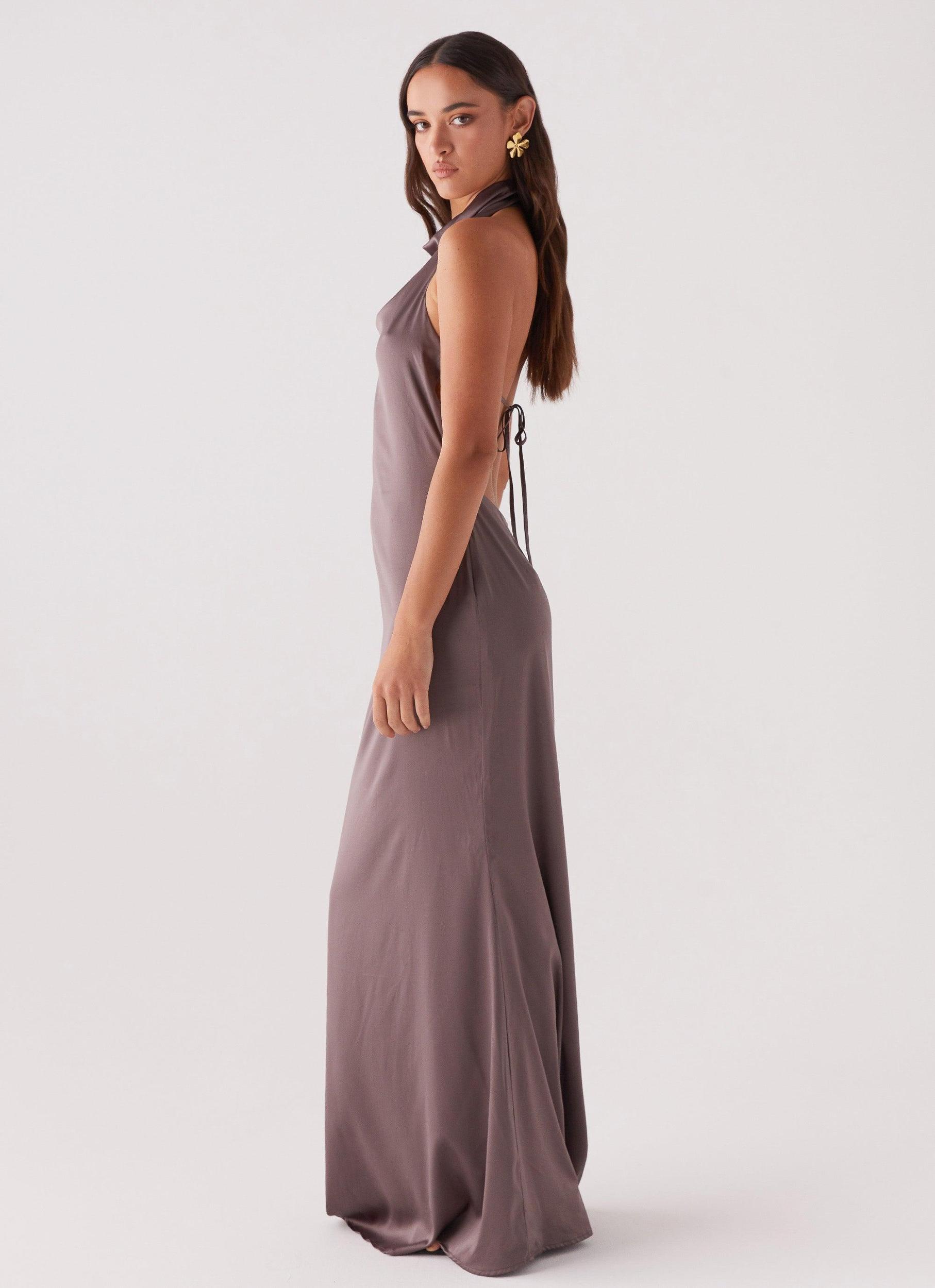 Wynn Satin Maxi Dress - Chocolate Product Image