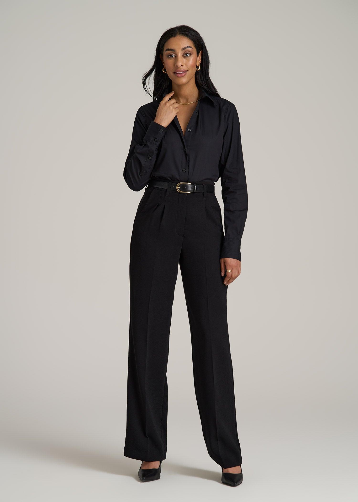 Regular Fit Dress Shirt for Tall Women in Black Female Product Image