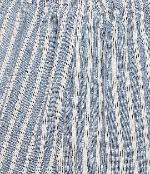 Bryn Walker Plus Stripe Linen Flat Front Elastic Waist Wide Leg Coordinating Pants Product Image