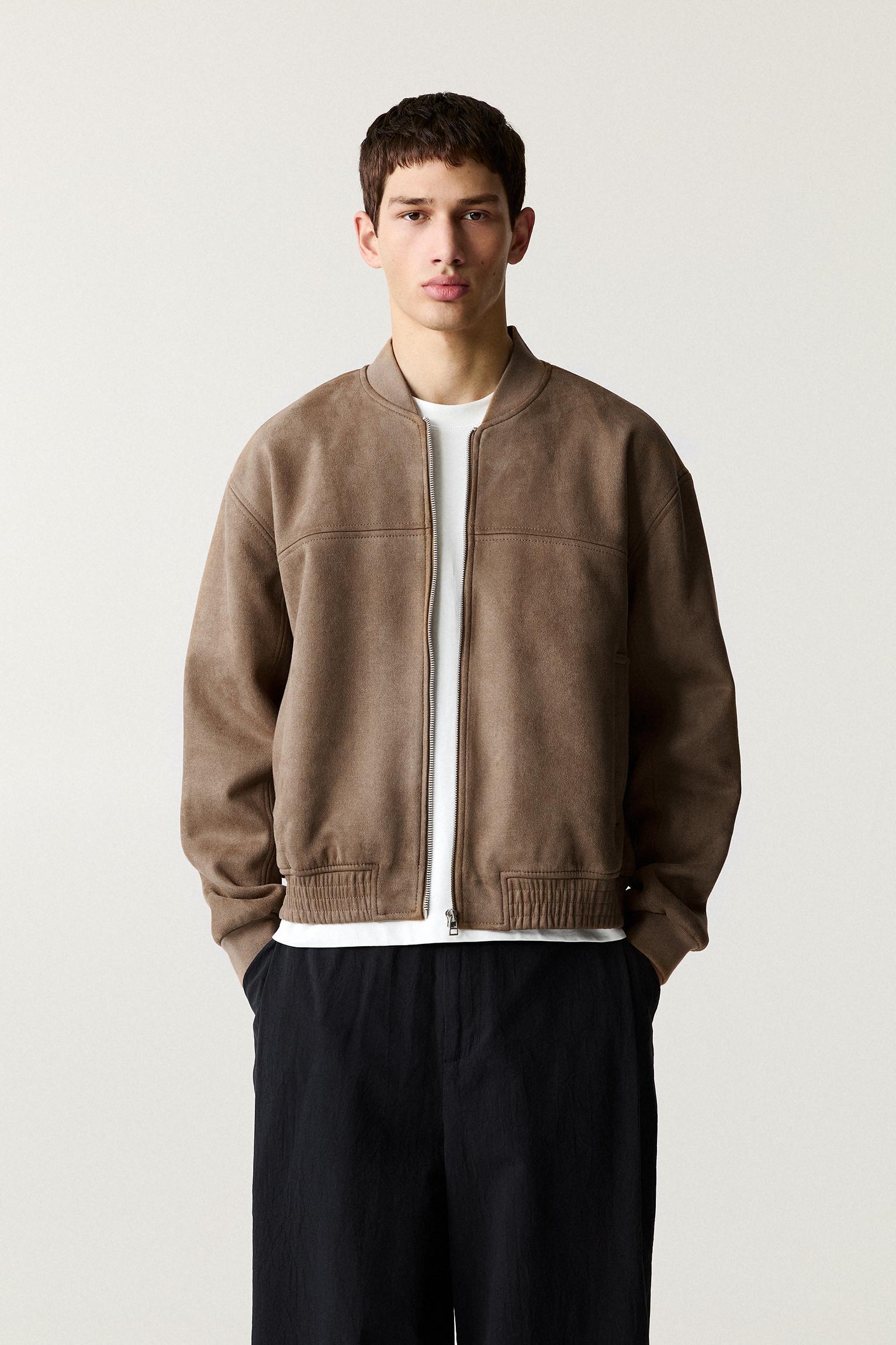 Faux suede bomber jacket Product Image