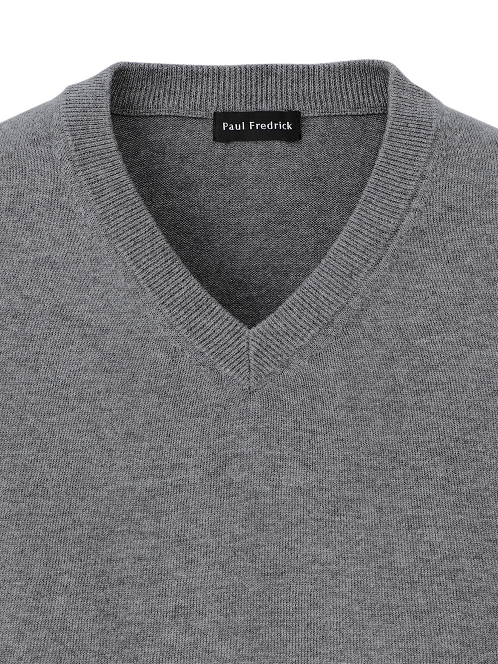 Supima Cotton V-neck Sweater - Medium Grey Product Image