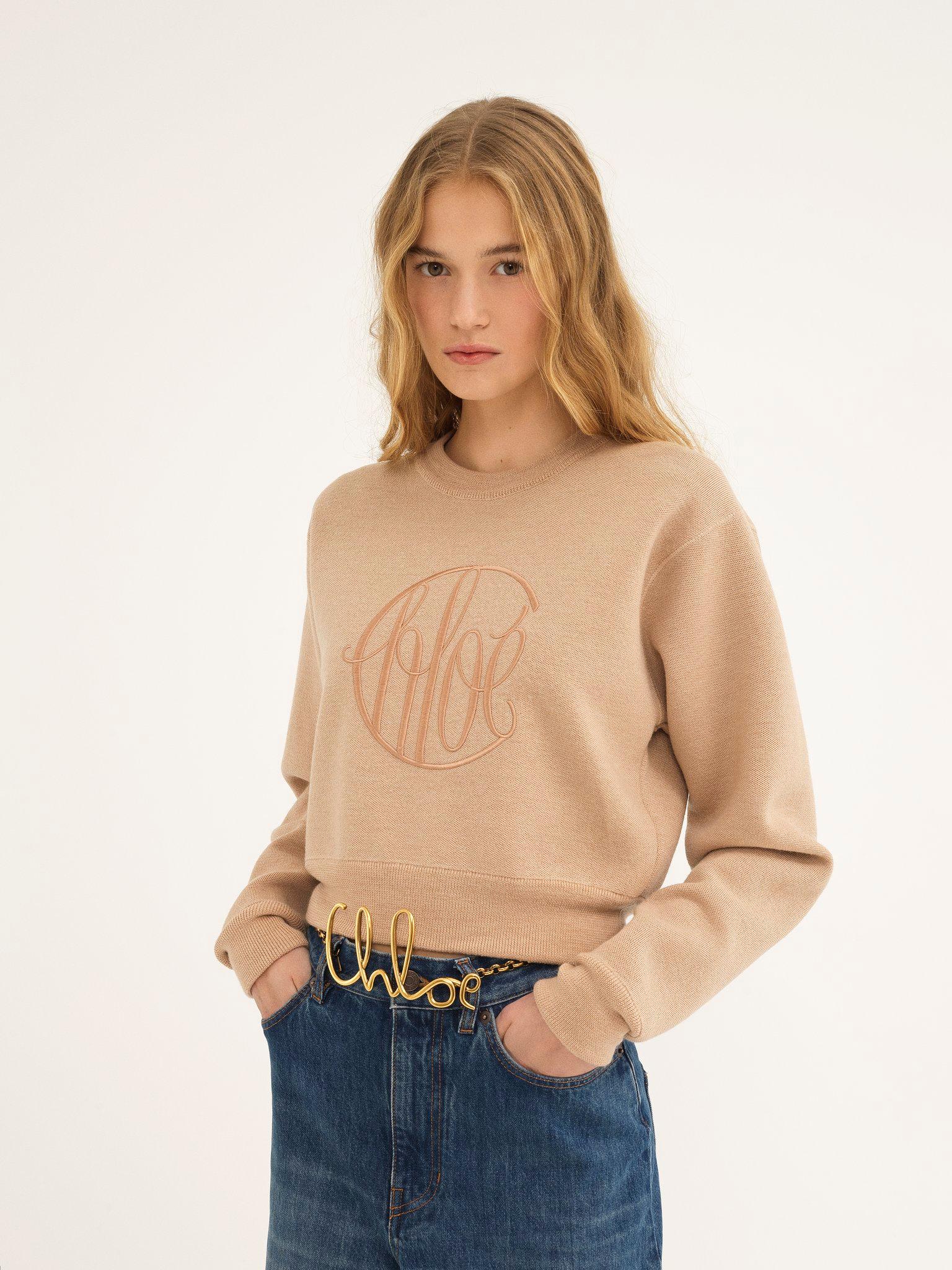 Knitted logo sweater in wool Product Image