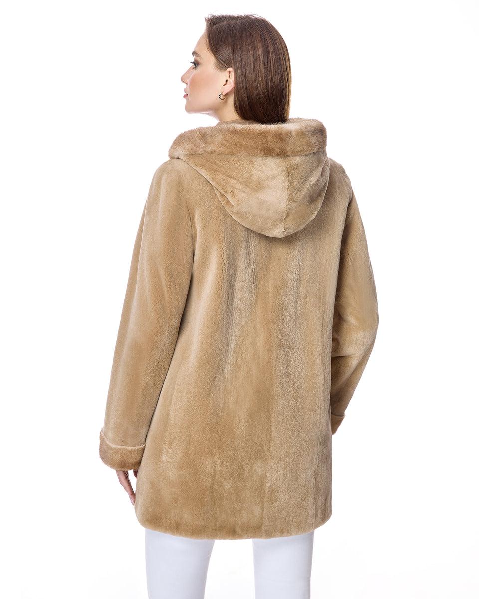 Reversible Sheared Mink Jacket with Hood Product Image