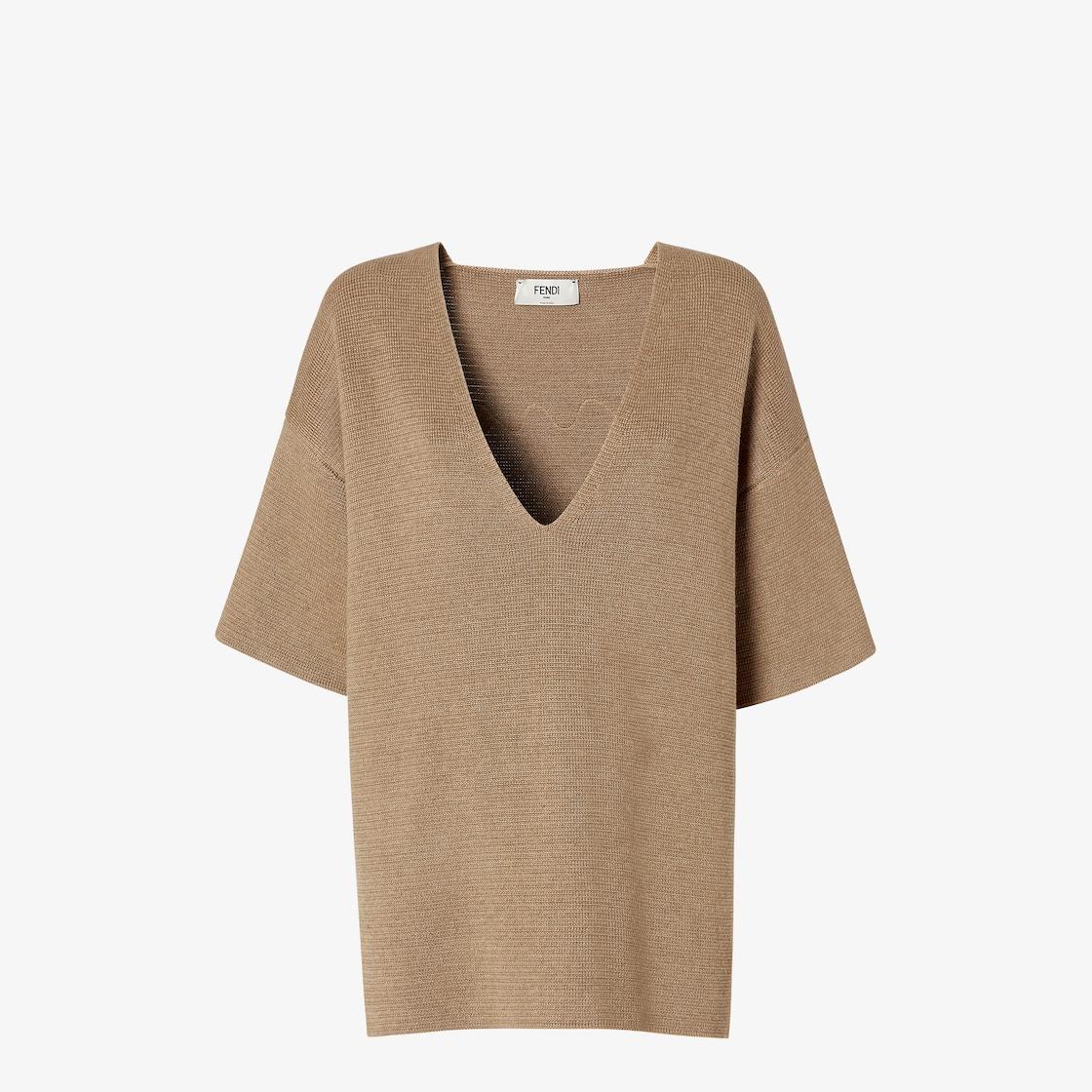 SweaterDark beige cotton and silk sweater Product Image