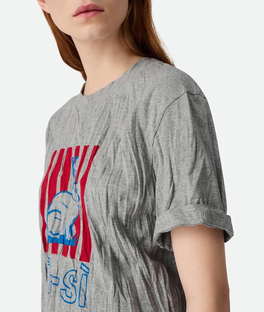 Women's Crushed Cotton Printed Jersey T-Shirt in Light grey melange Product Image