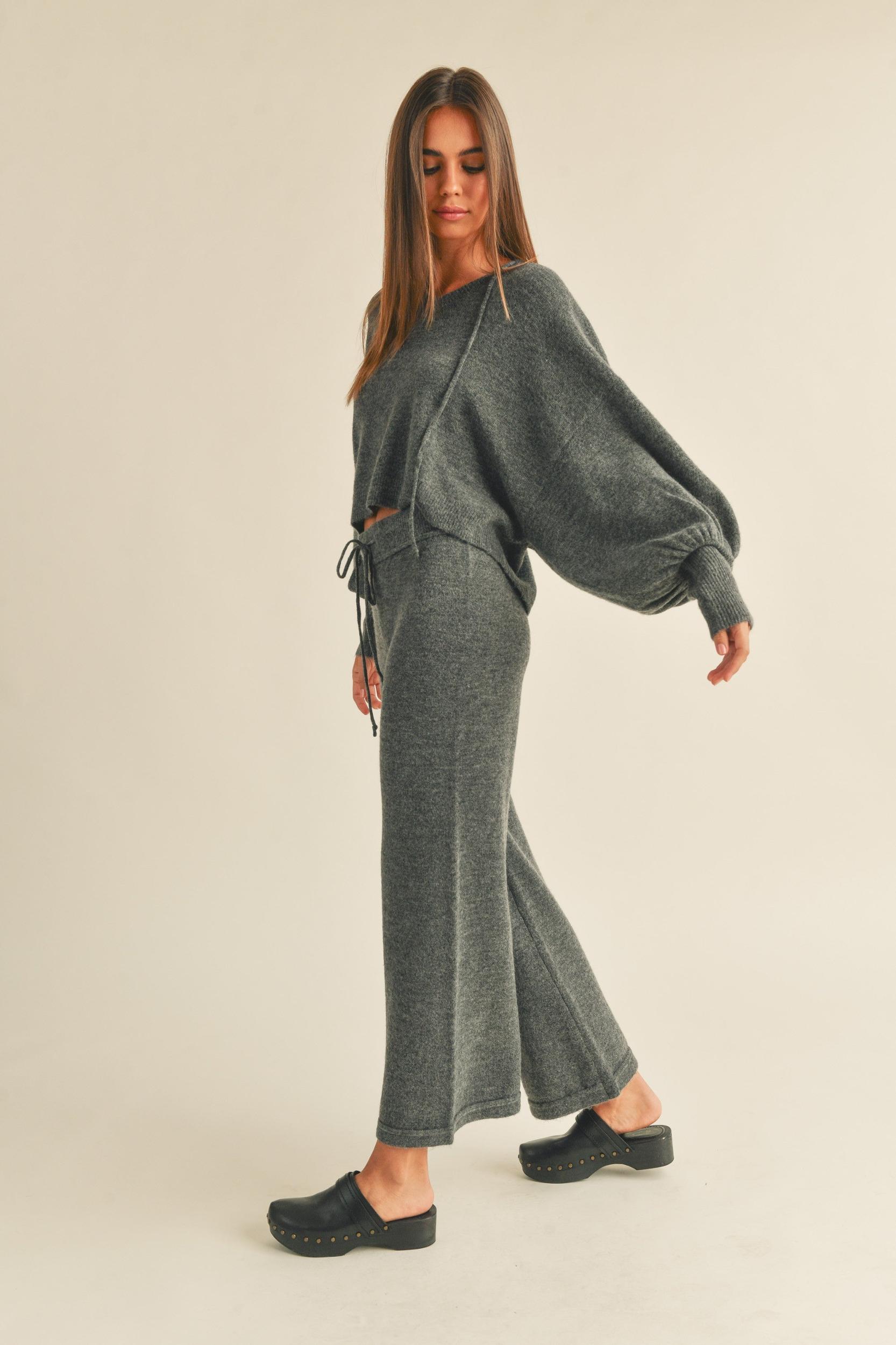 Balloon Sleeve Knit Hoodie Sweater Product Image