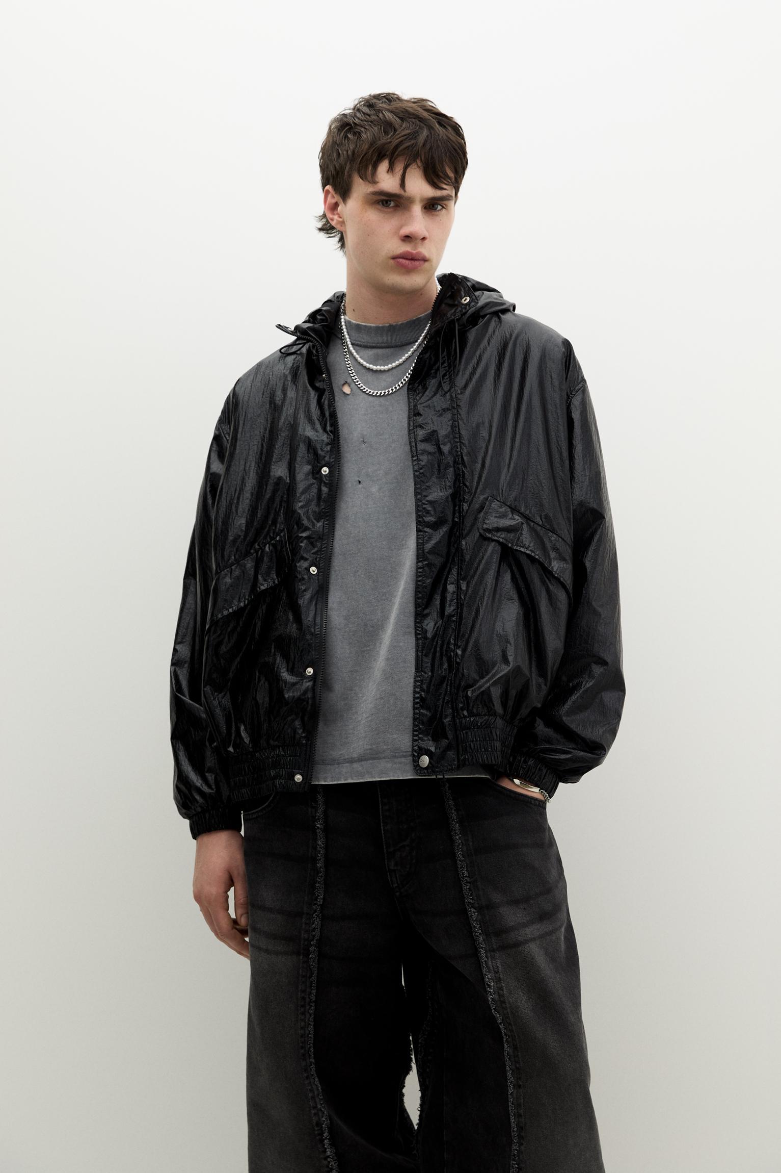 Shiny hooded jacket Product Image