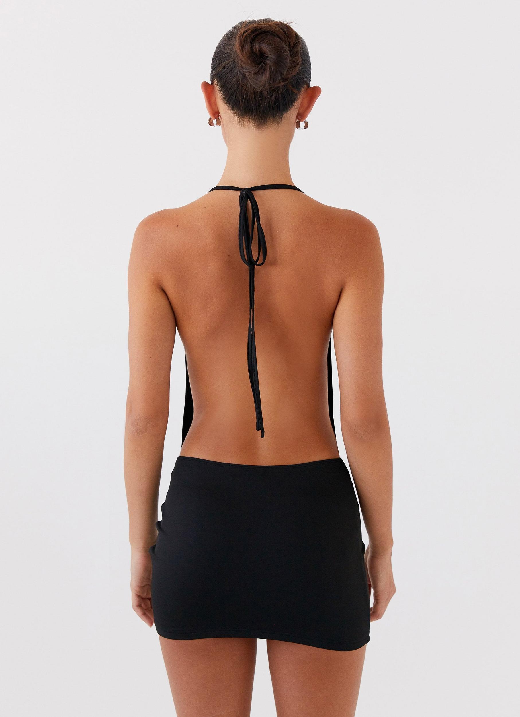 Calista Halterneck Mini Dress - Black Product Image