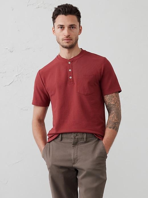 Honeycomb Pique Henley Product Image